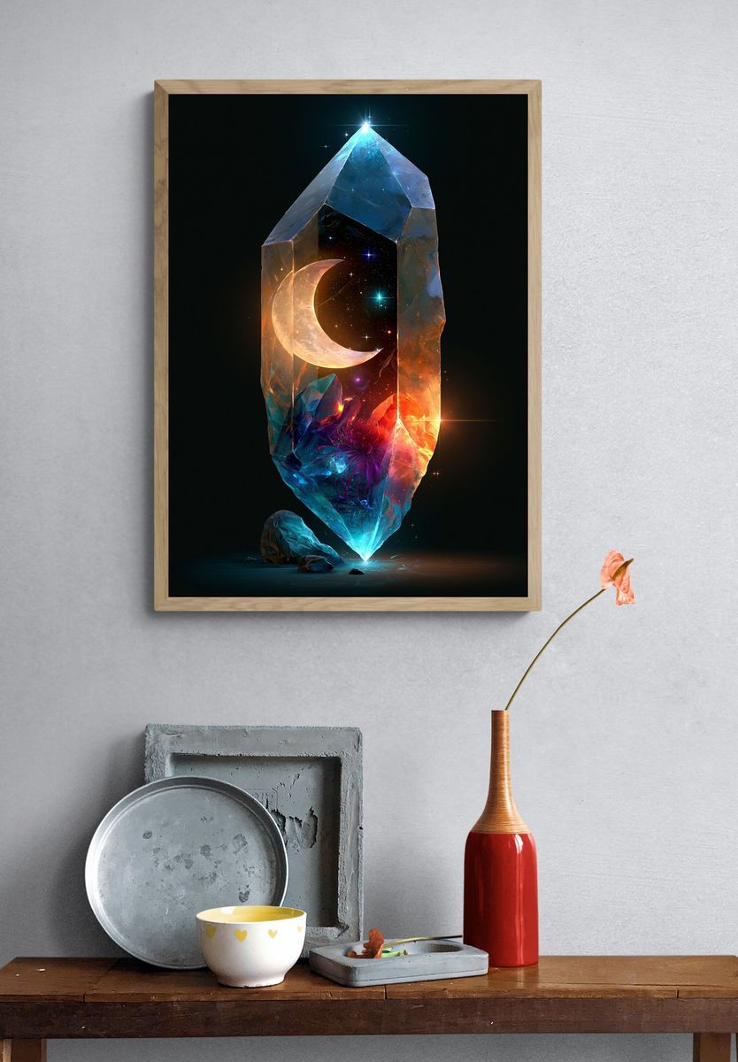 Celestial Crystal Moon Poster. — room view 3