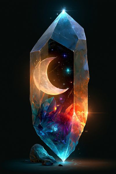 Celestial Crystal Moon Poster. poster