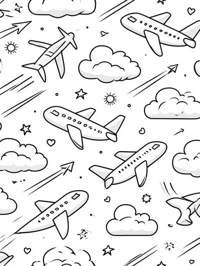 Airplane Clouds Pattern Poster. poster