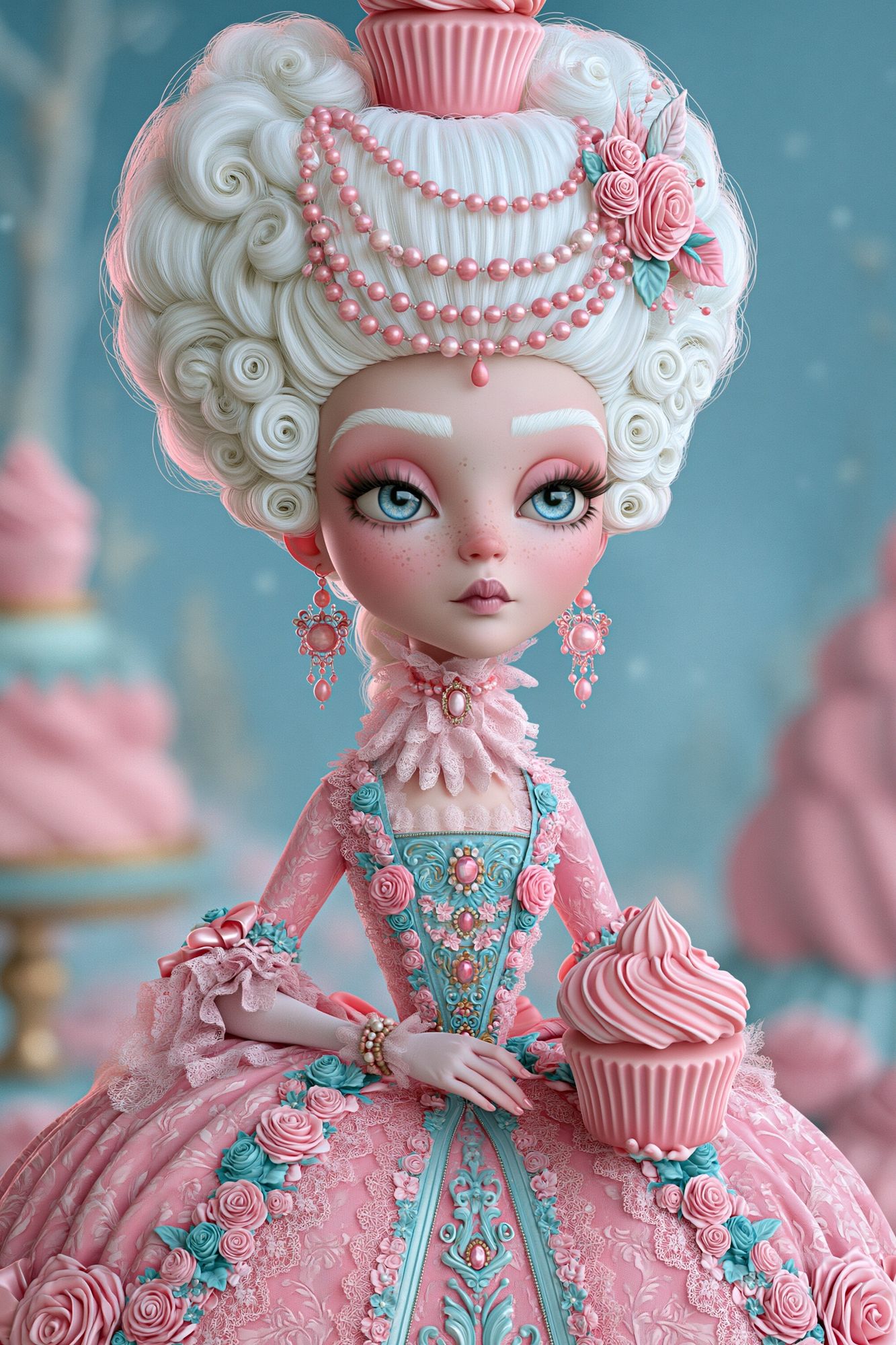Pastel Cupcake Doll Illustration Poster. poster detail
