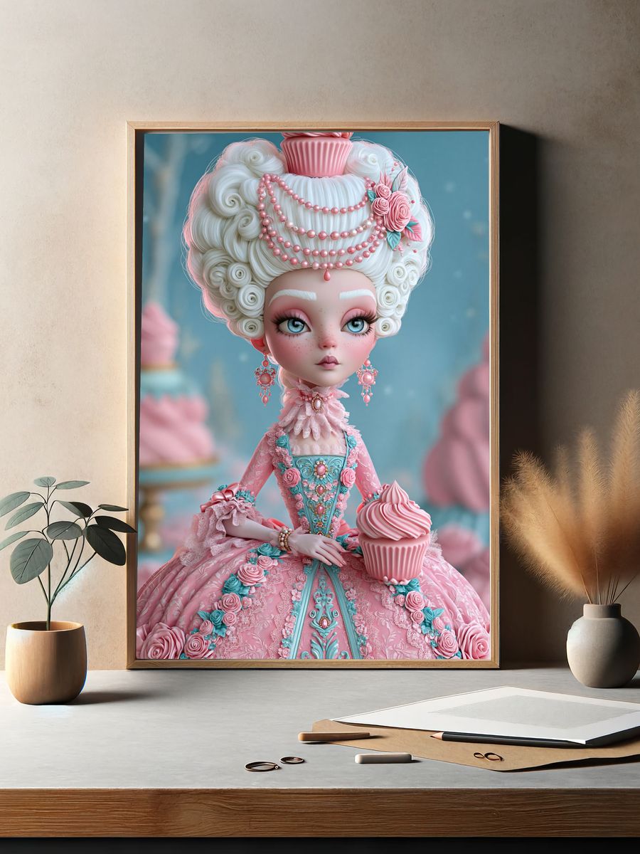 Pastel Cupcake Doll Illustration Poster. — room view 2