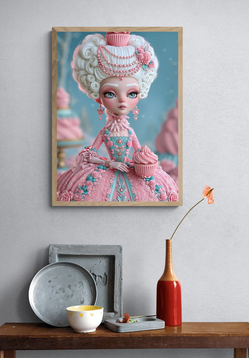 Pastel Cupcake Doll Illustration Poster. — room view 3