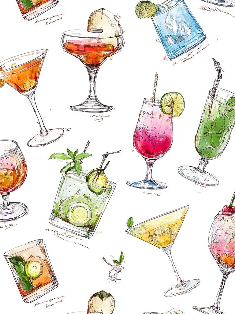 Cocktail Sketches Illustration Poster. poster — illustration art