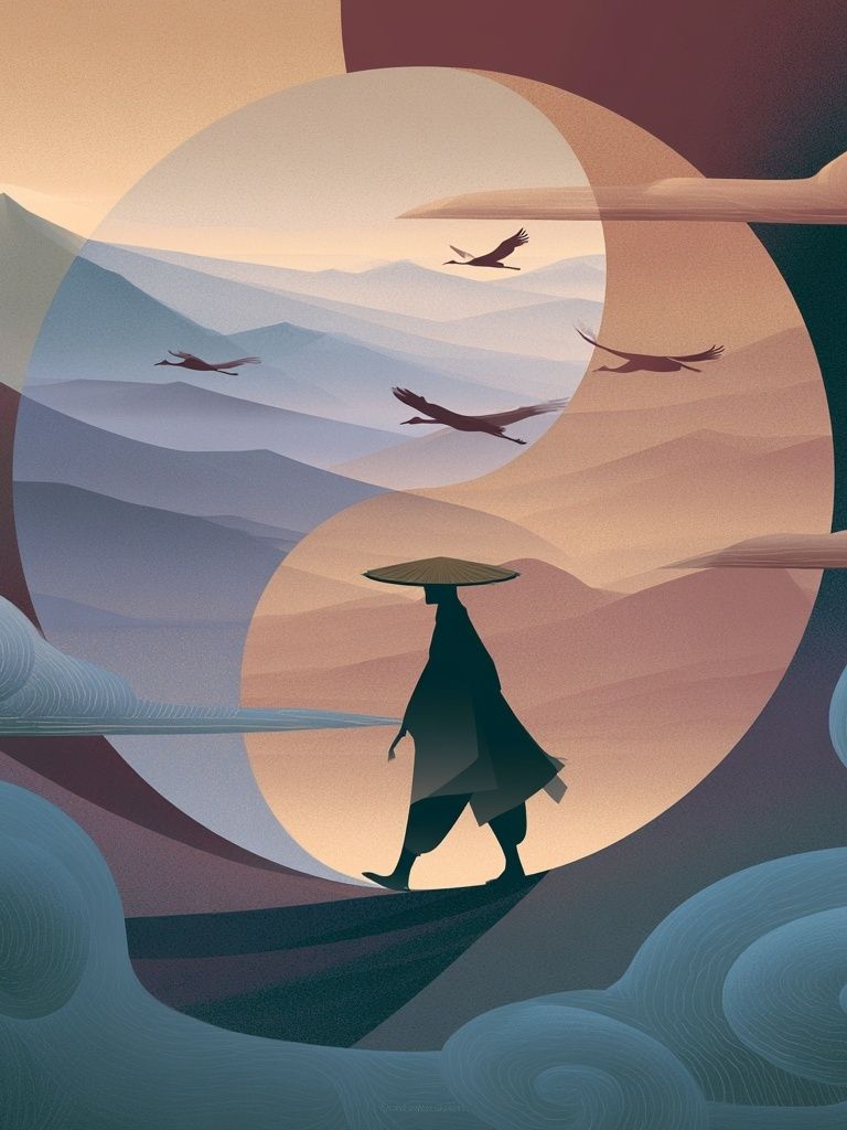 Samurai Landscape Illustration Poster. poster detail