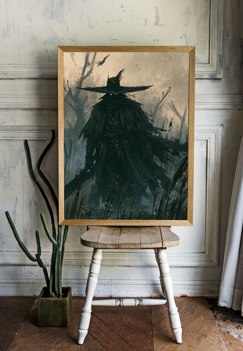Dark Witch Silhouette Illustration Poster. — room view 1