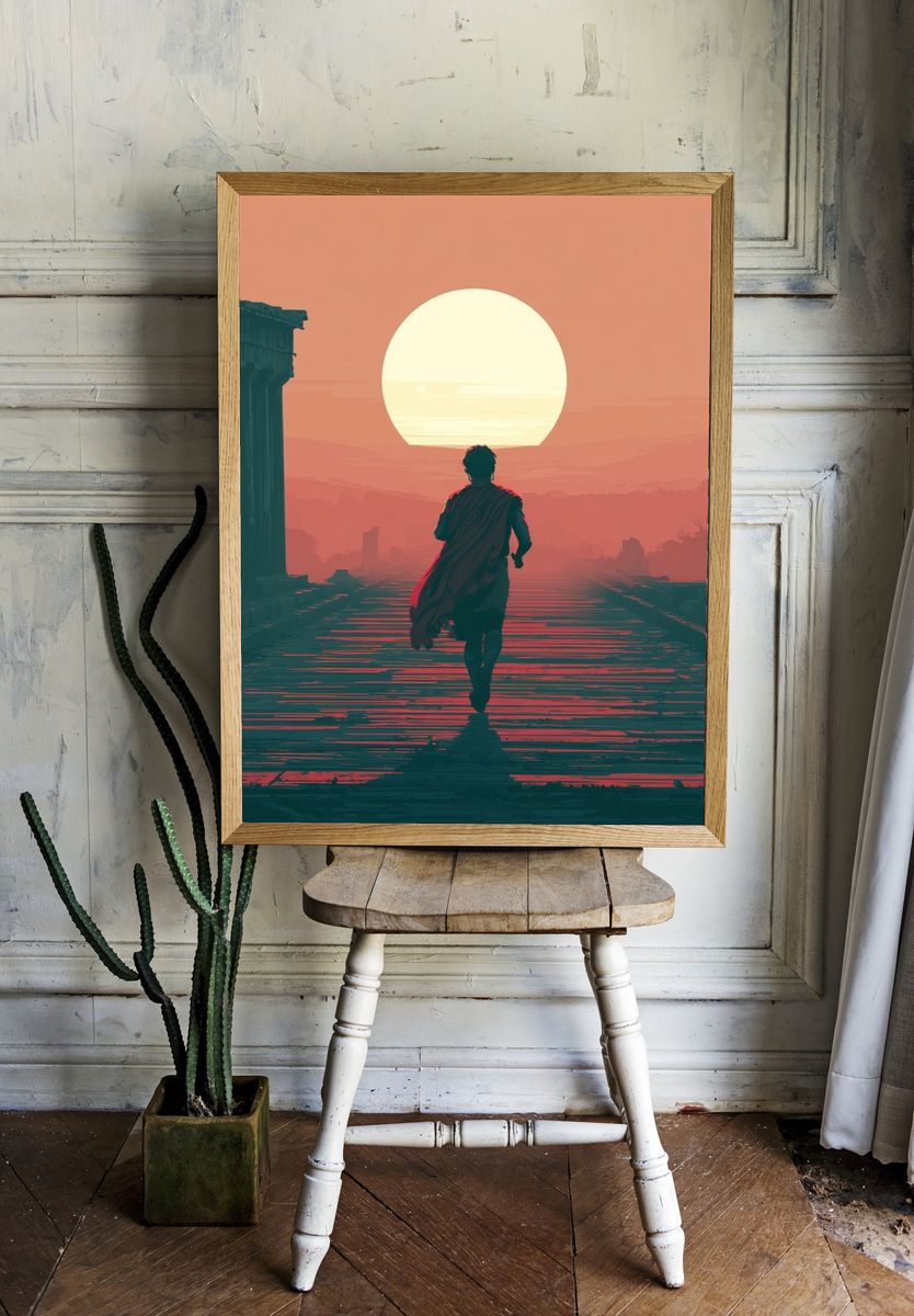 Sunset Runner Digital Art Print. room preview