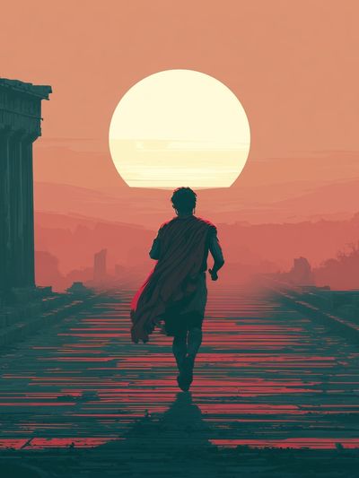 Sunset Runner Digital Art Print.