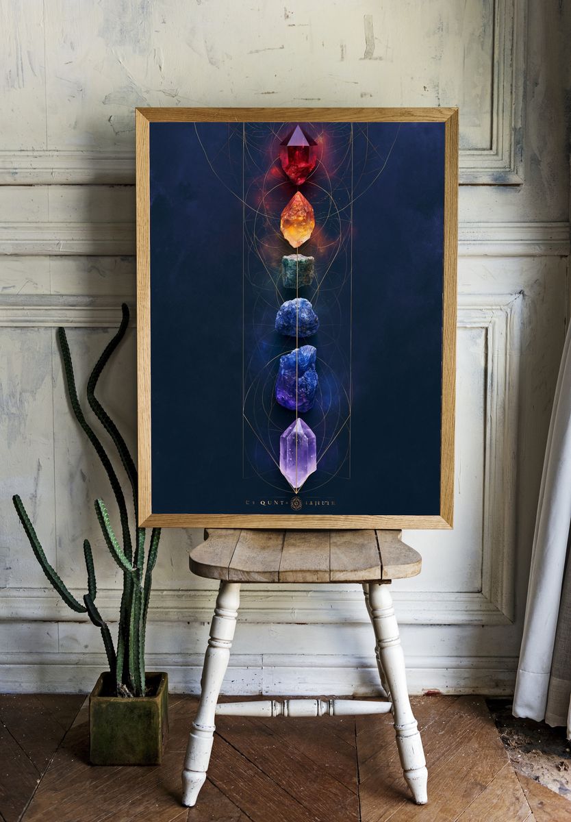 Chakra Crystals Illustration Poster. room preview