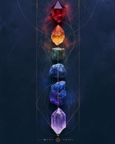 Chakra Crystals Illustration Poster.
