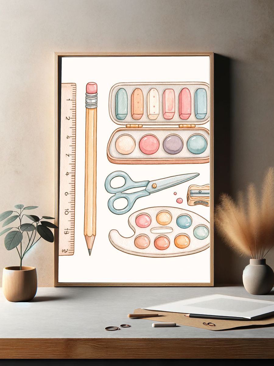 Floating Balloons House Illustration Poster. — room view 2
