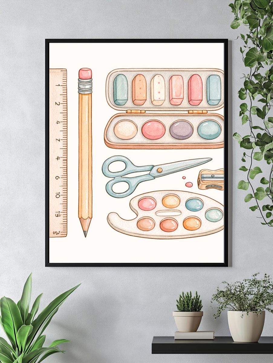 Floating Balloons House Illustration Poster. — room view 4