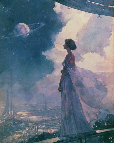 Celestial Woman Watercolor Poster. poster