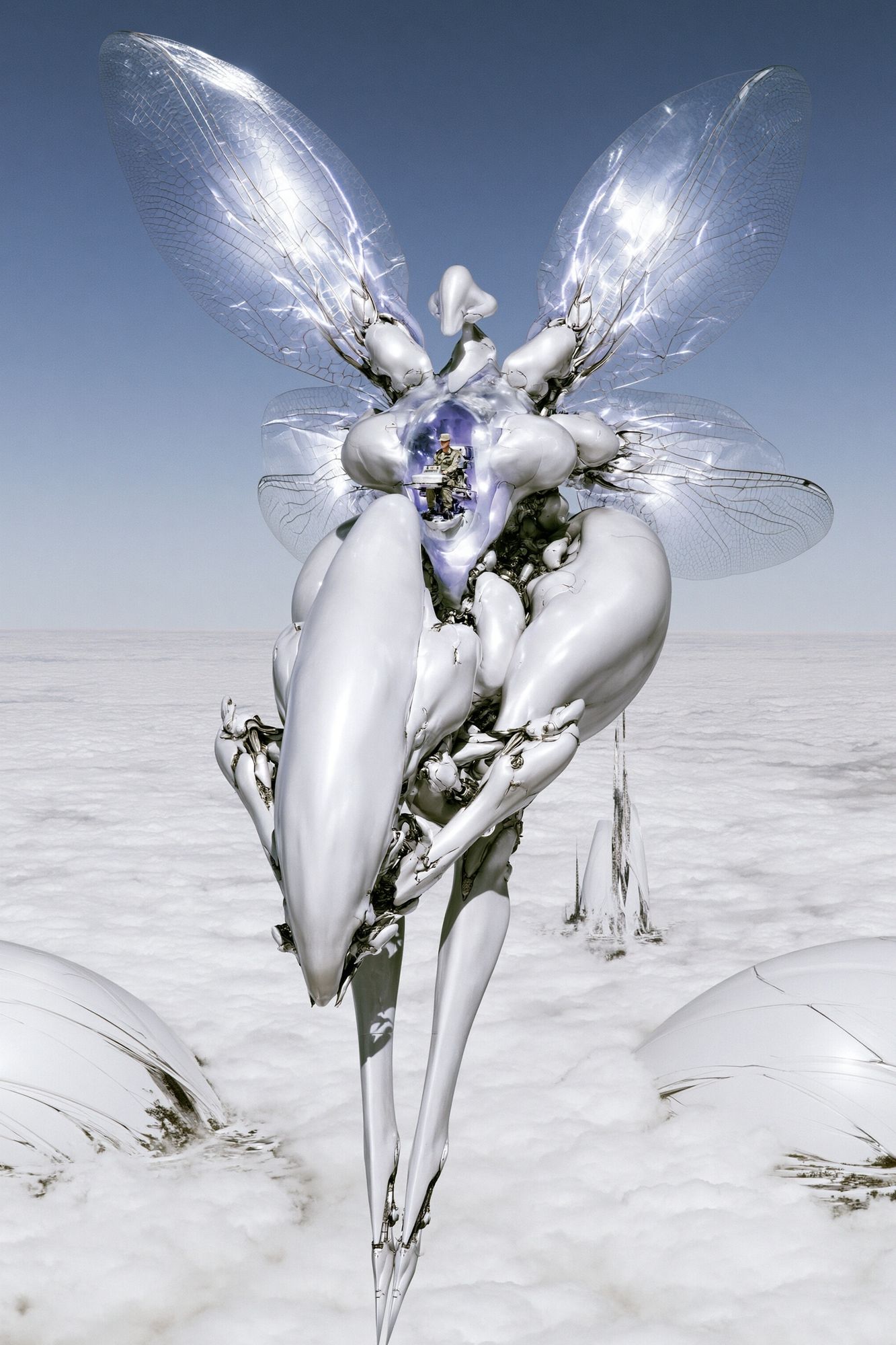 Surreal Silver Insect Print. poster detail