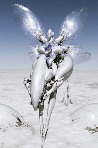 Surreal Silver Insect Print. poster