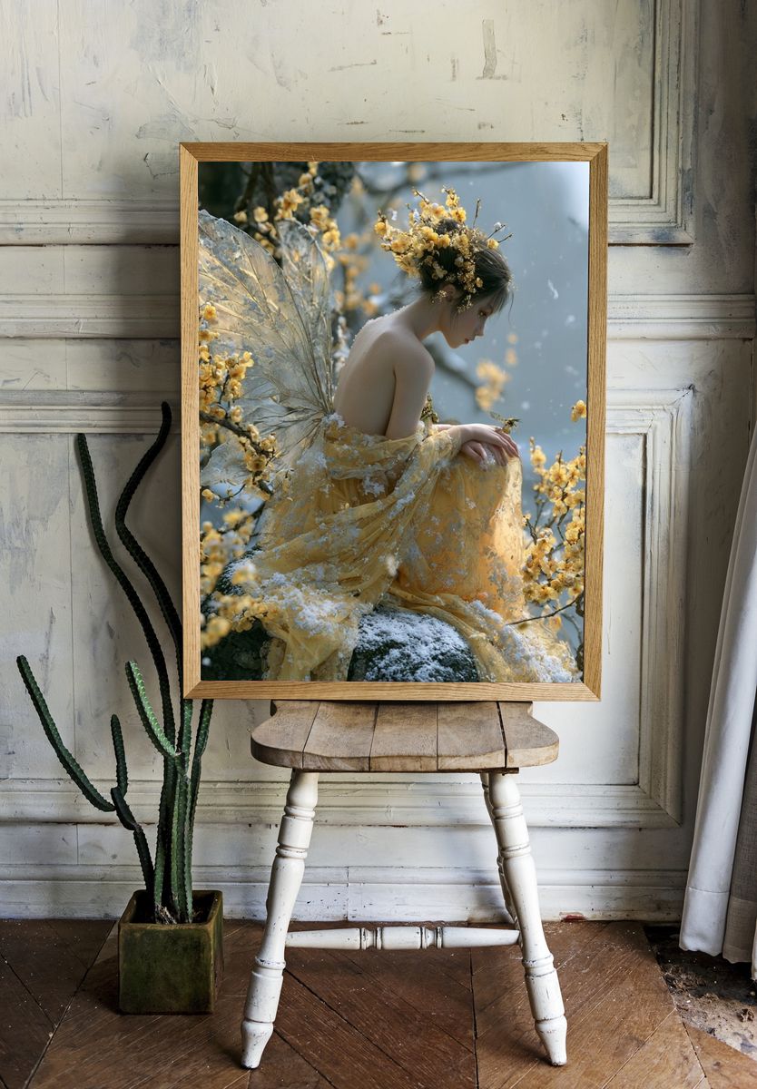 Golden Fairy Portrait Print. — room view 1
