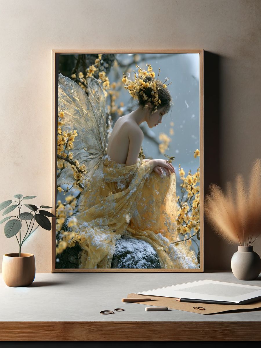Golden Fairy Portrait Print. — room view 2