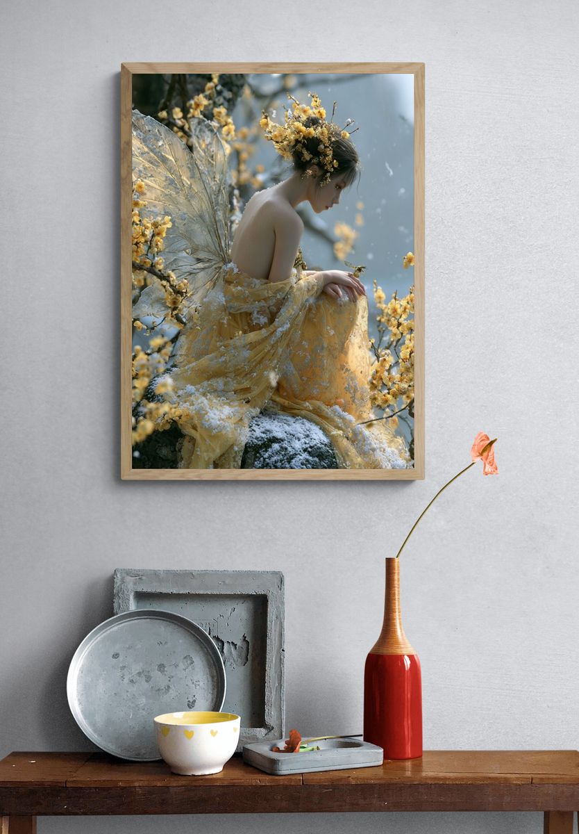 Golden Fairy Portrait Print. — room view 3
