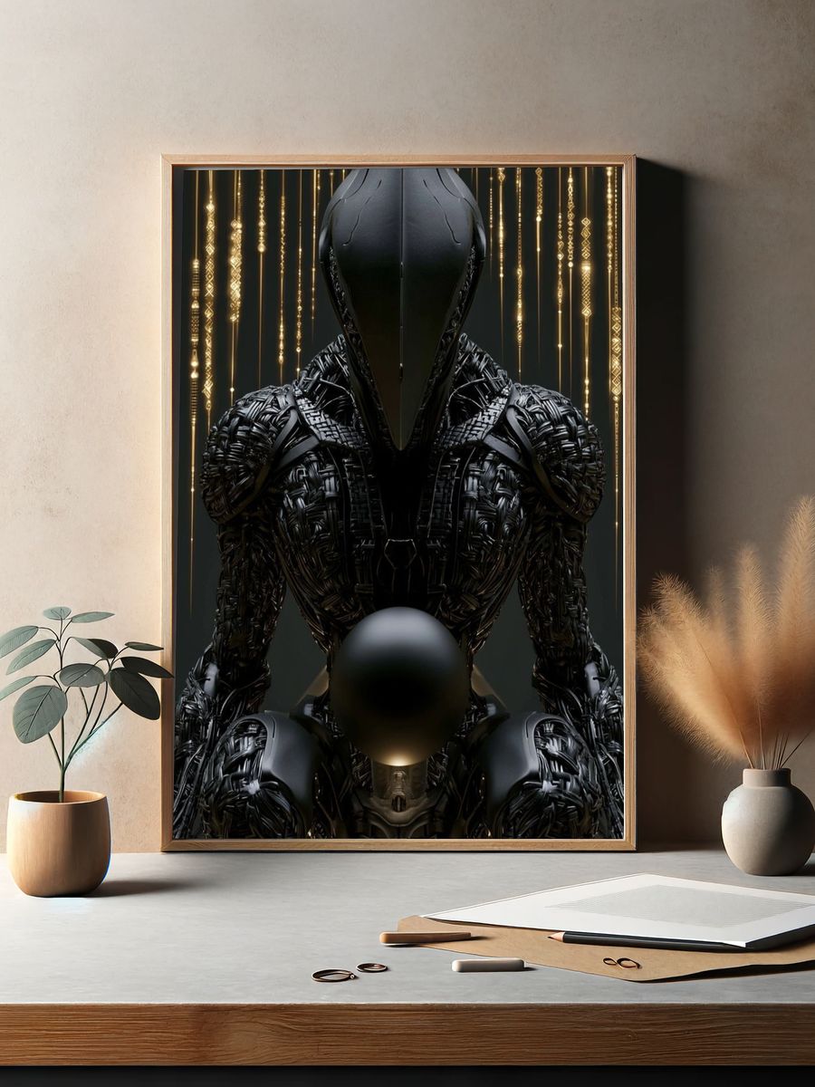 Futuristic Android Portrait Poster. — room view 2