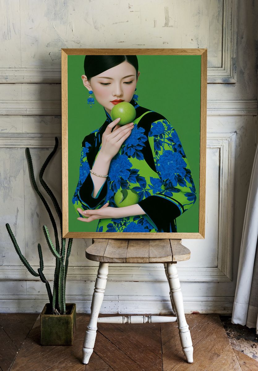 Floral Portrait Digital Art Poster. — room view 1