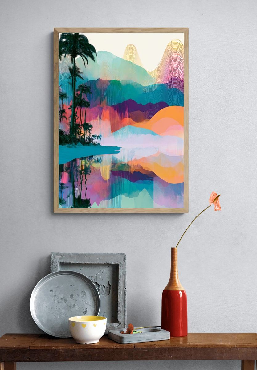 Tropical Neon Landscape Print. — room view 3