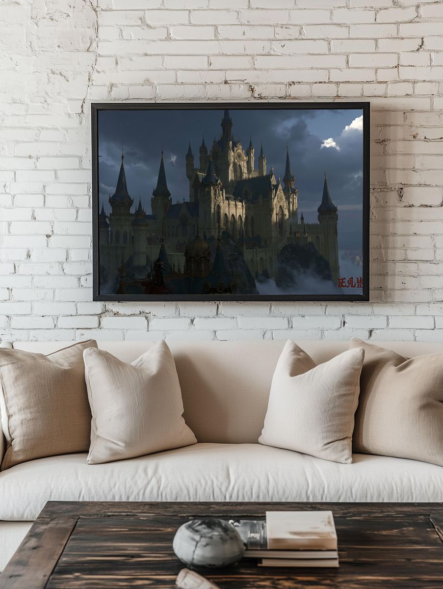 Gothic Fantasy Castle Print. room preview