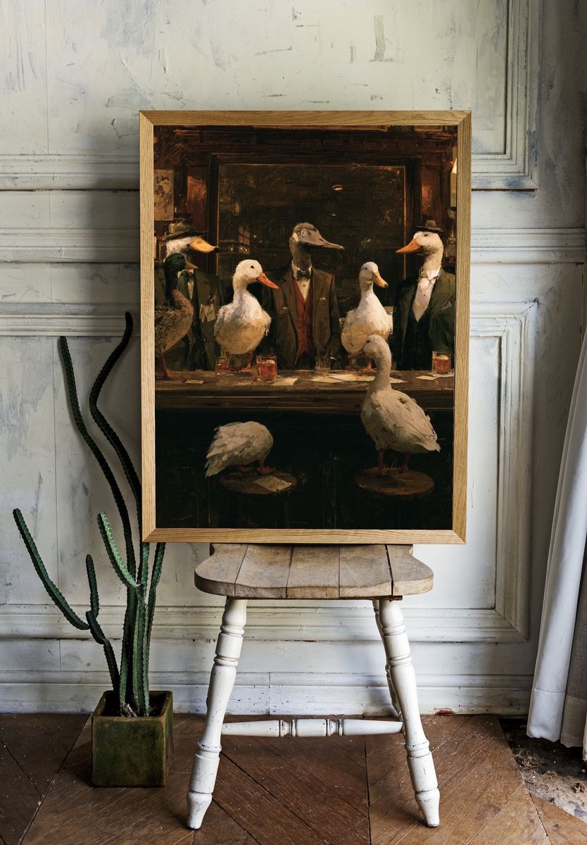 Duck Bar Scene Illustration Poster. — room view 1