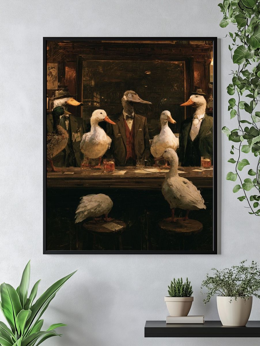 Duck Bar Scene Illustration Poster. — room view 4