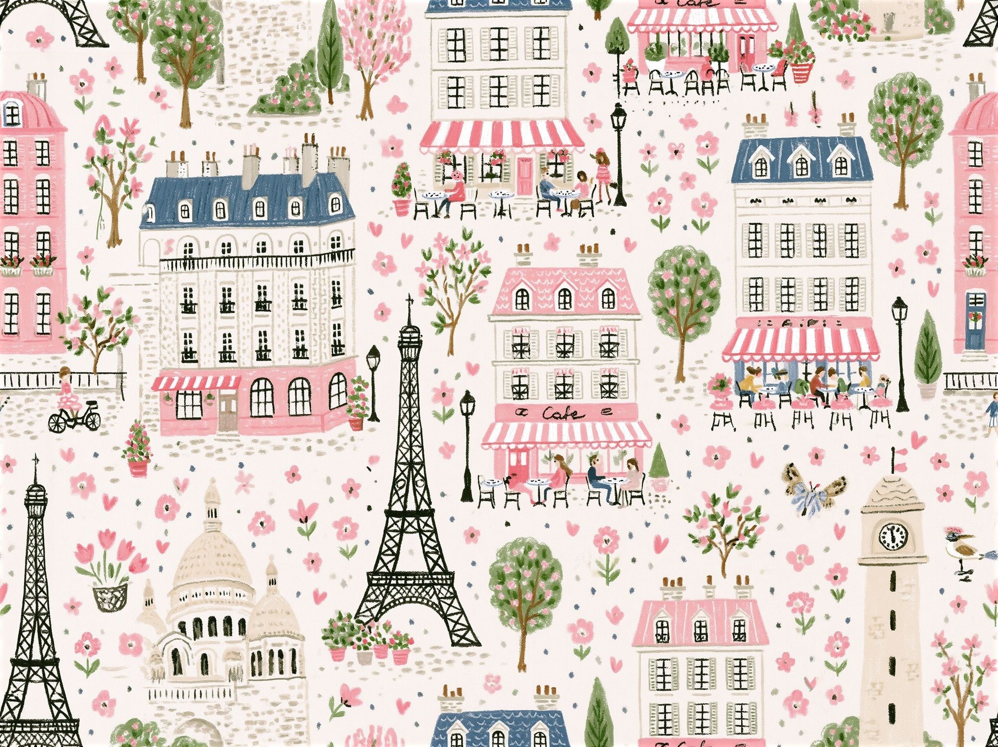 Parisian Village Watercolor Poster. poster detail
