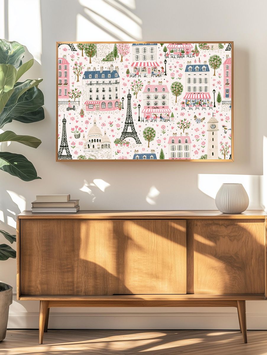 Parisian Village Watercolor Poster. — room view 3