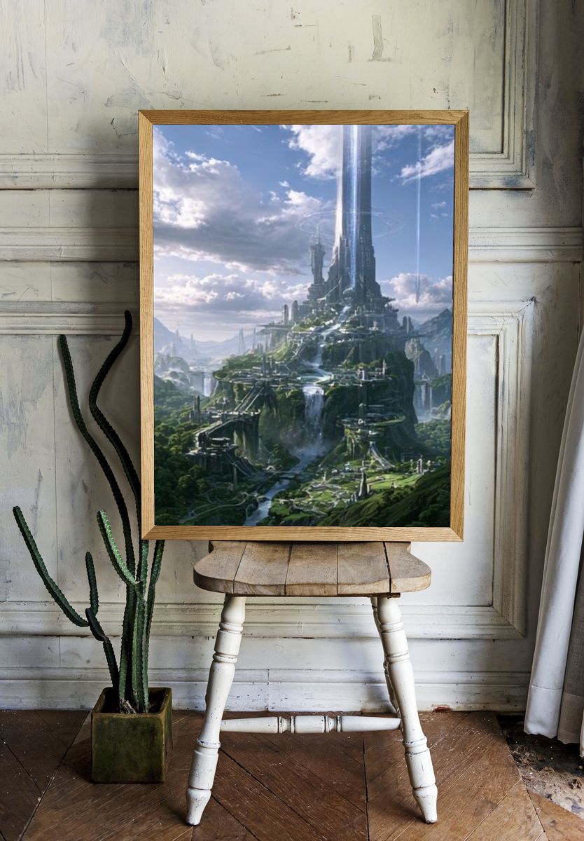 Futuristic Sky Citadel Print. — room view 1