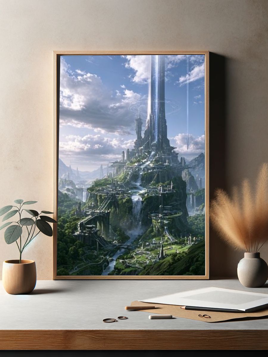 Futuristic Sky Citadel Print. — room view 2
