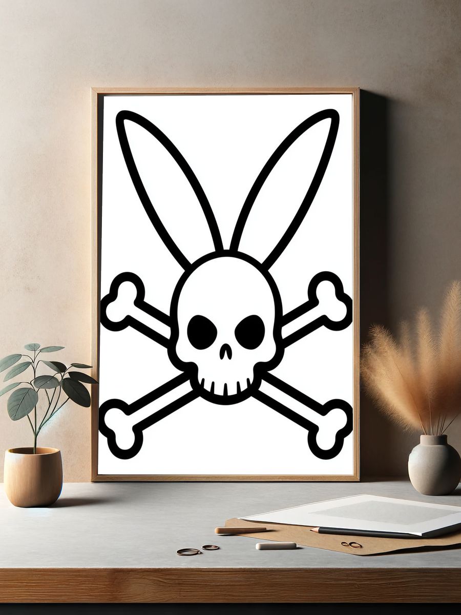 Bunny Skull Typography Print. — room view 2