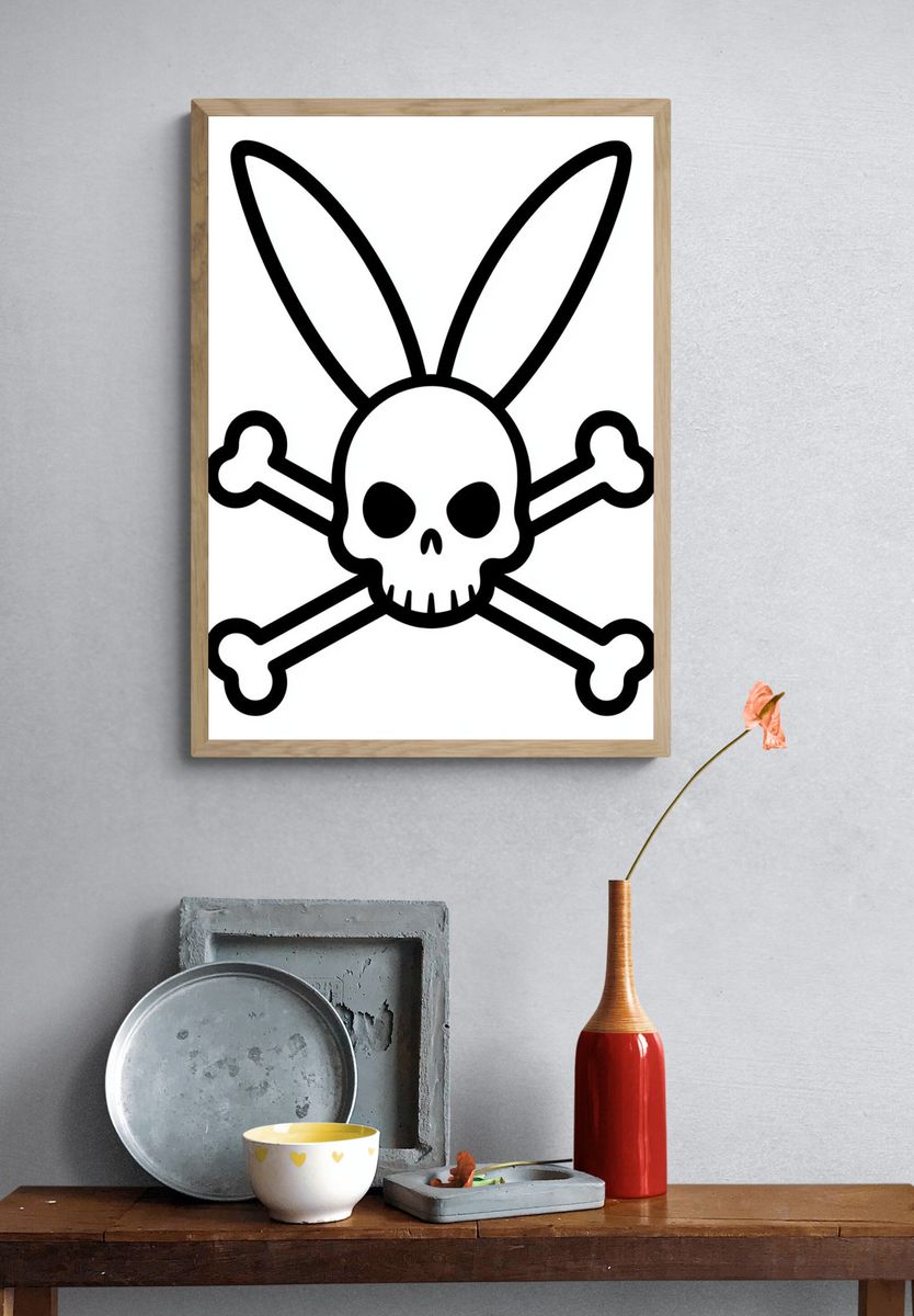 Bunny Skull Typography Print. — room view 3