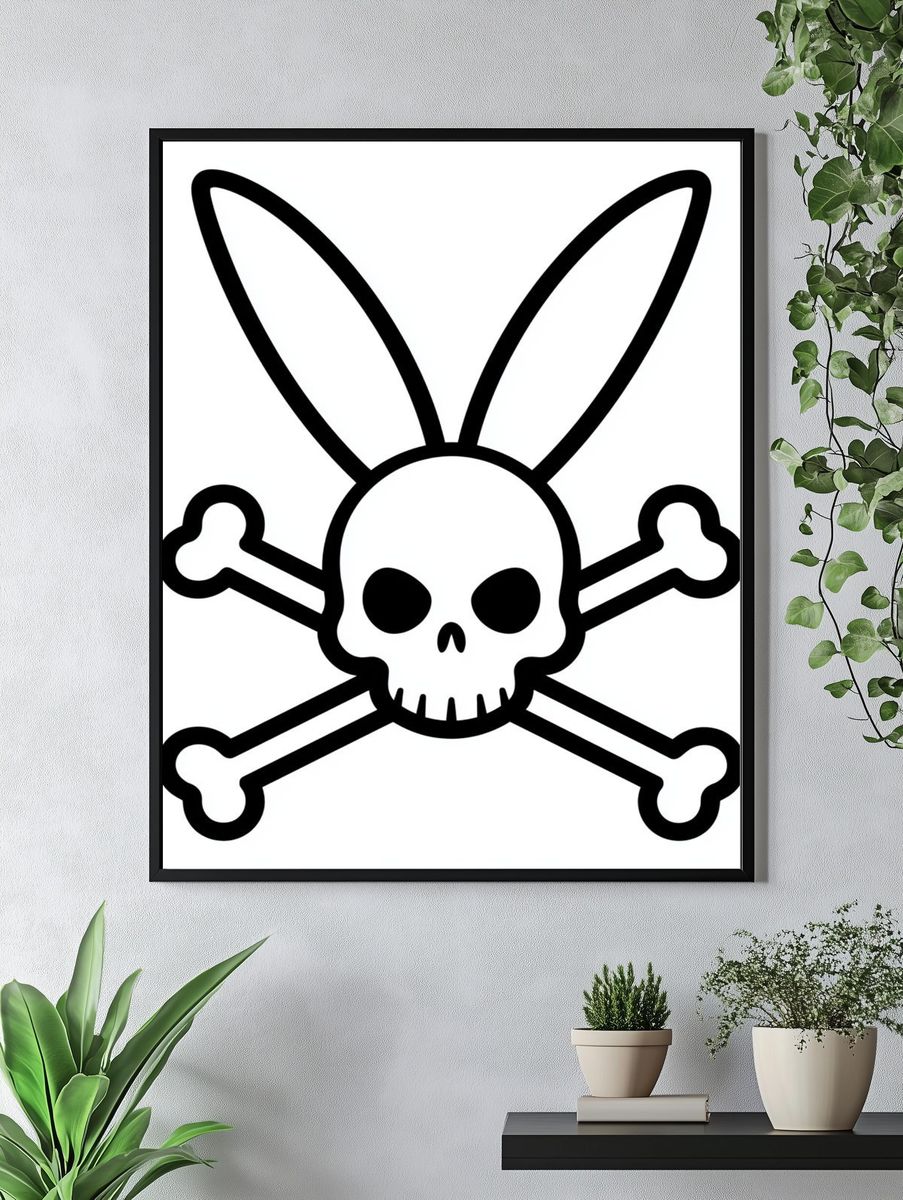 Bunny Skull Typography Print. — room view 4