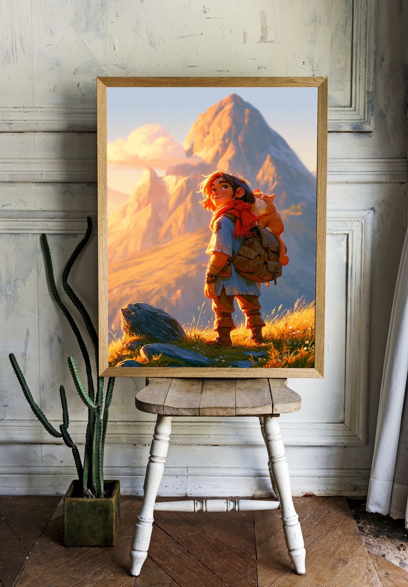 Mountain Adventure Illustration Poster. — room view 1