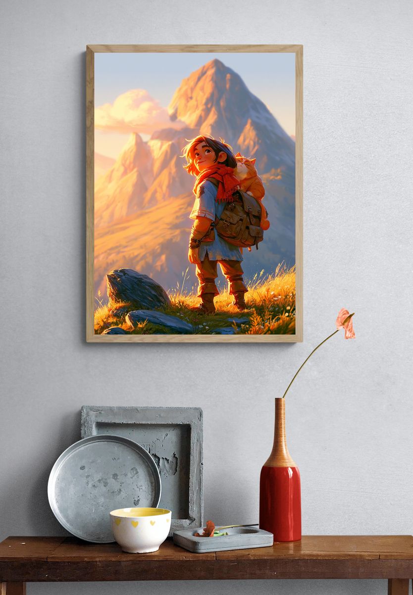 Mountain Adventure Illustration Poster. — room view 3
