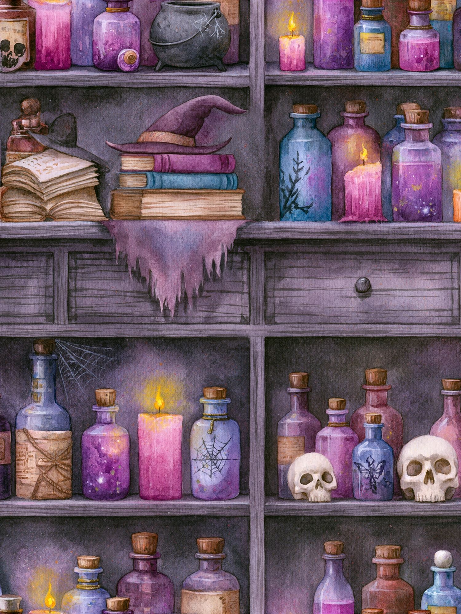 Witchy Apothecary Shelf Illustration Poster. poster — illustration art