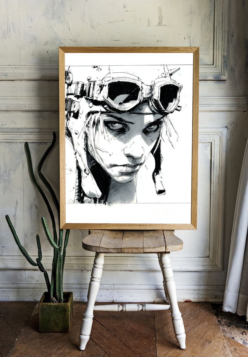 Goggles Portrait Ink Print. — room view 1