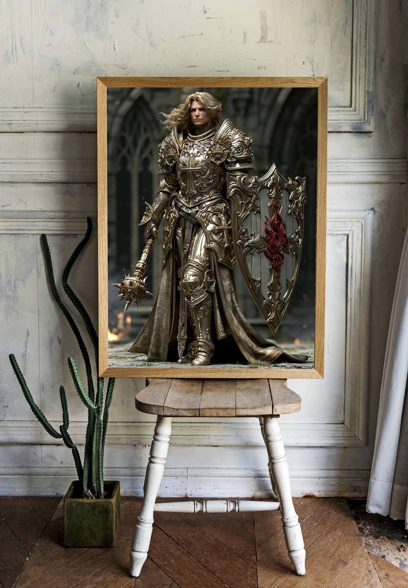 Armored Knight Fantasy Illustration Poster. room preview