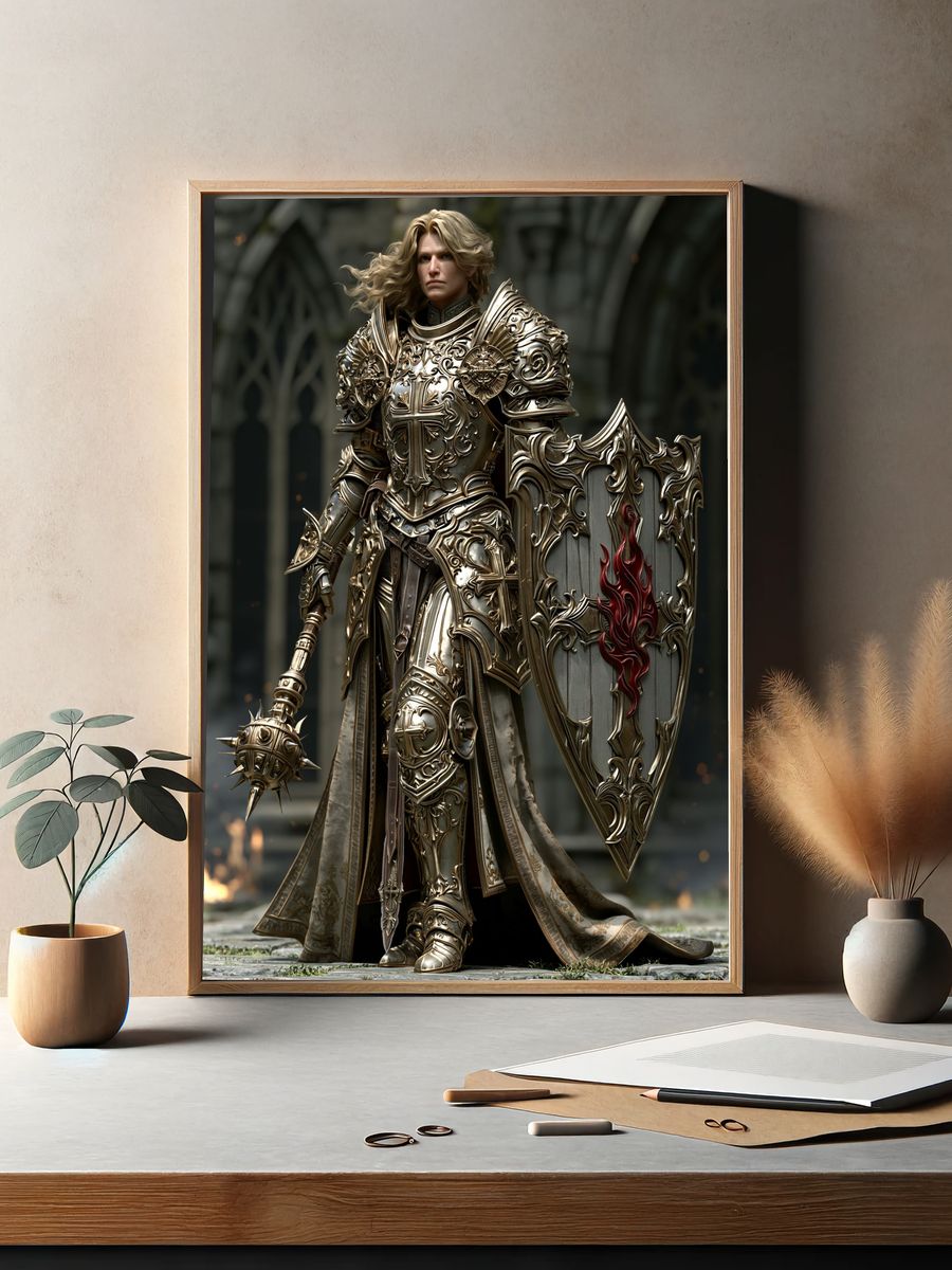 Armored Knight Fantasy Illustration Poster. — room view 2
