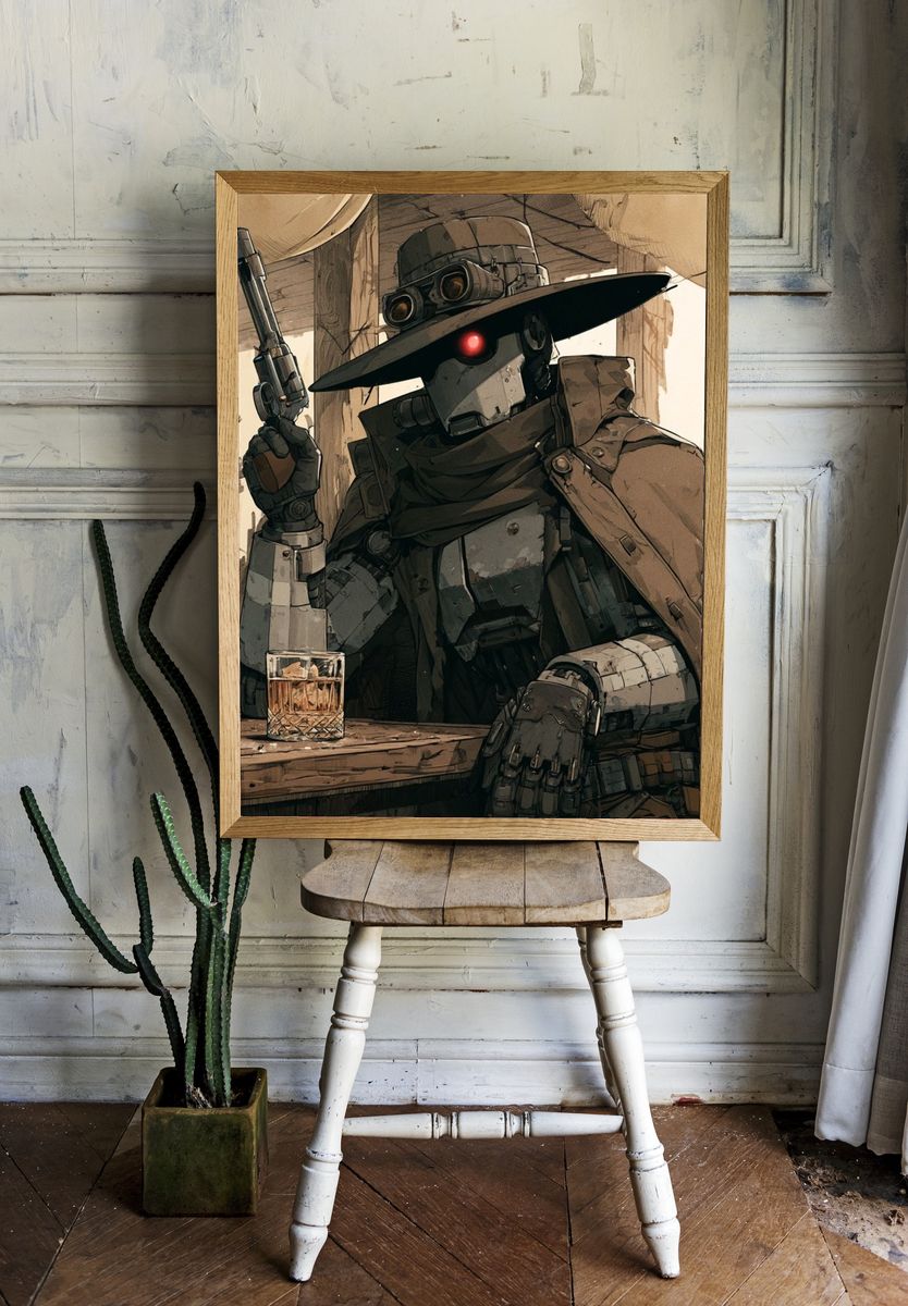 Steampunk Gunslinger Robot Poster. — room view 1