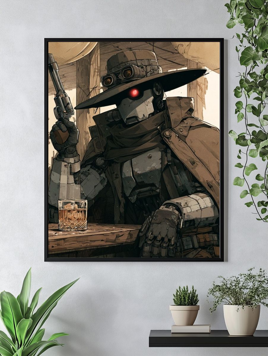 Steampunk Gunslinger Robot Poster. — room view 4