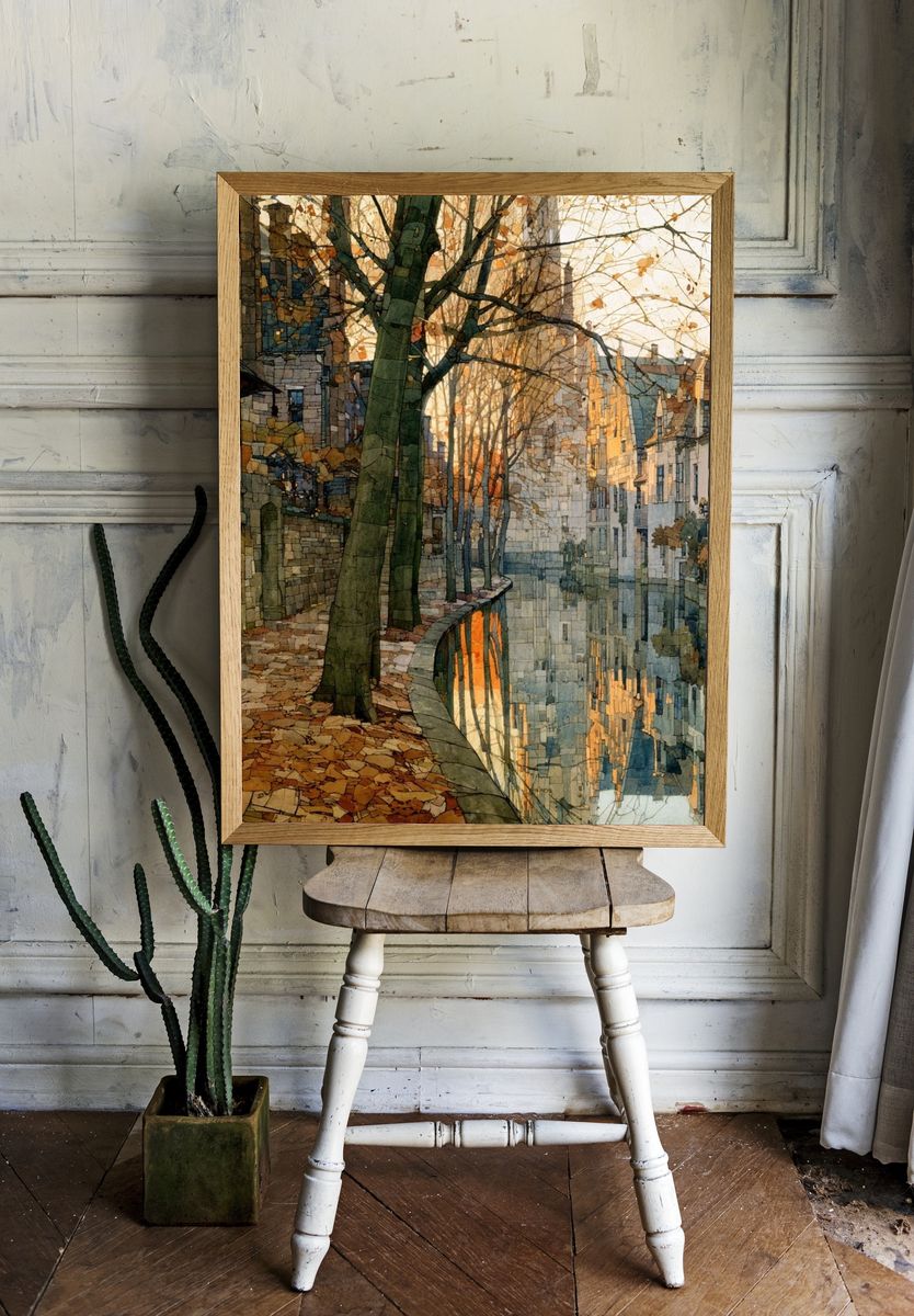 Canal Street at Sunset Illustration Print. room preview
