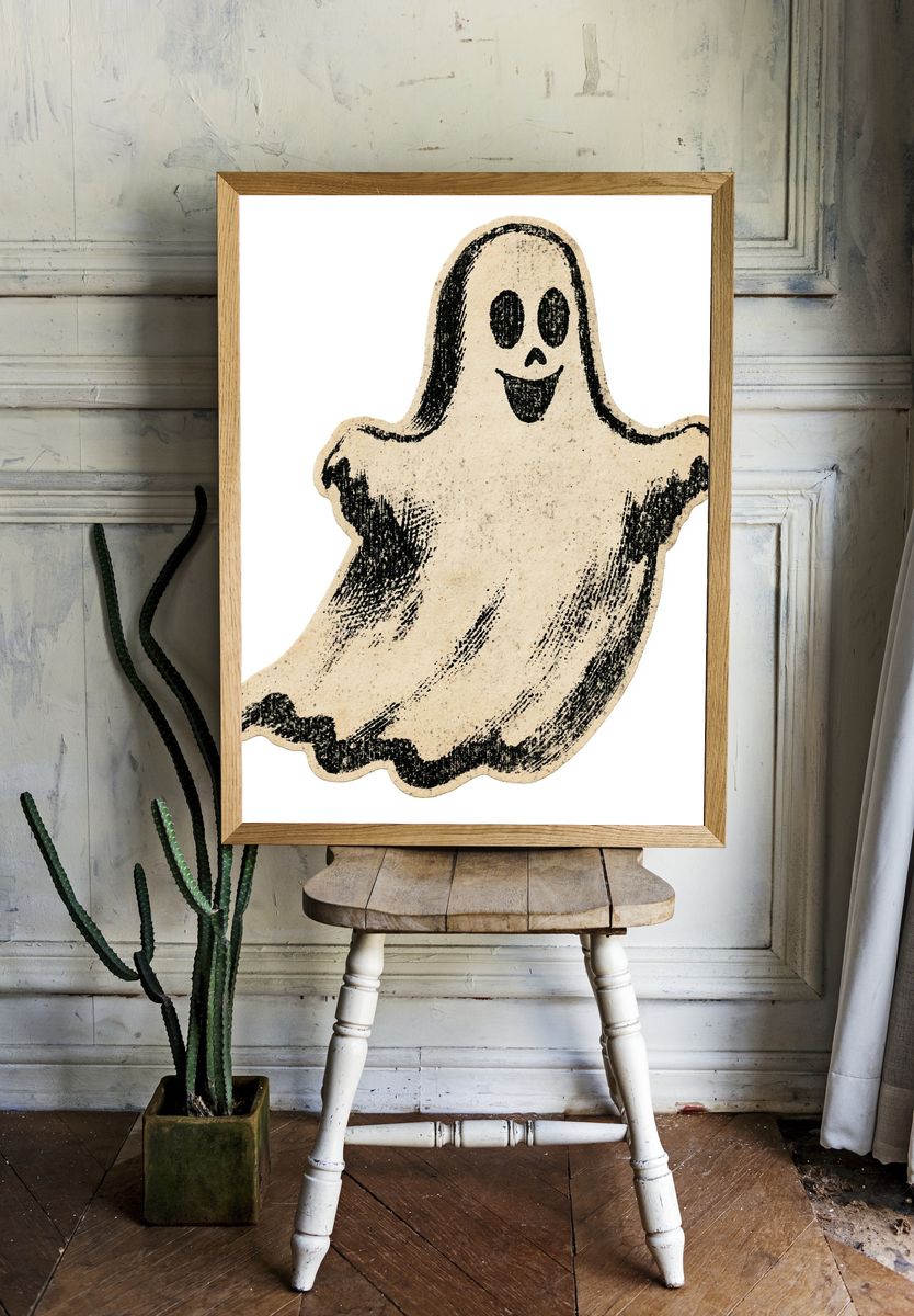 Vintage Ghost Illustration Poster. room preview