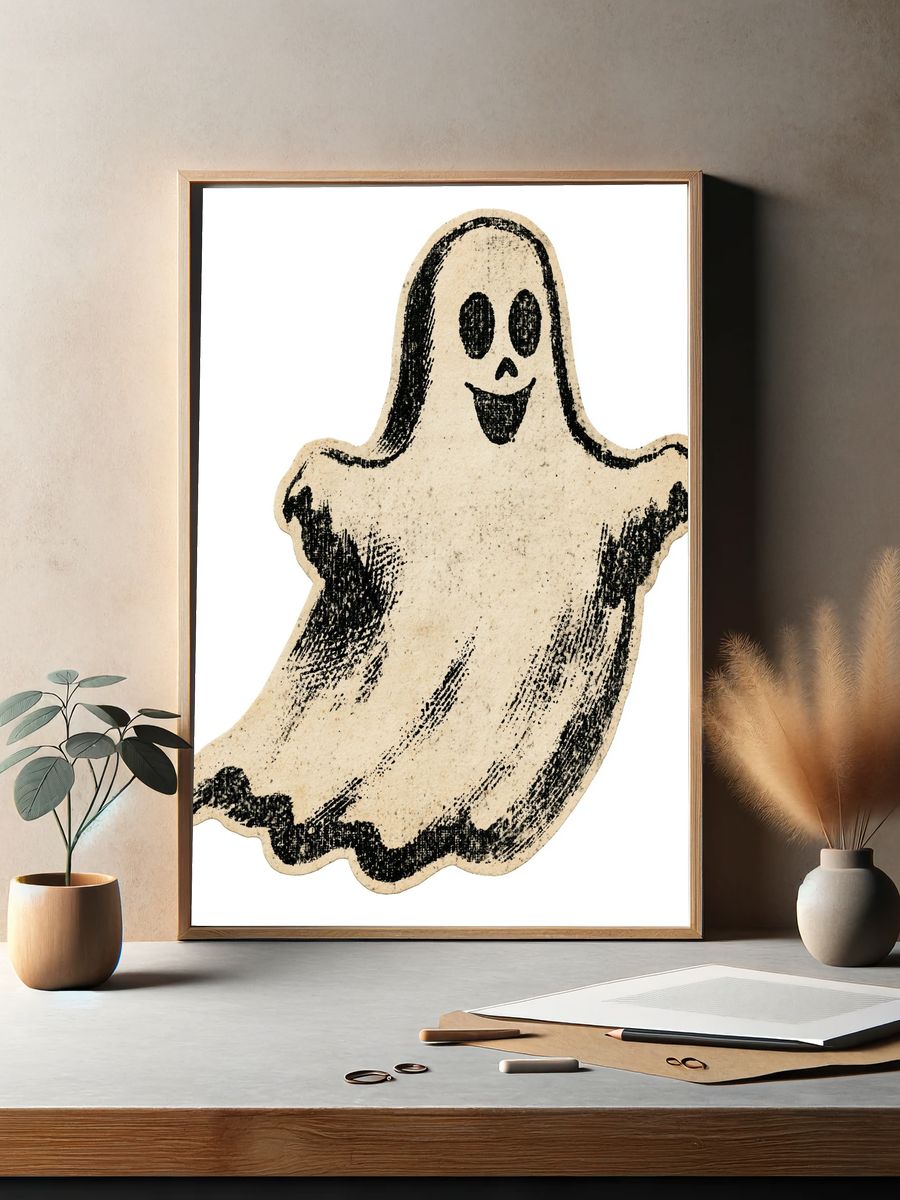 Vintage Ghost Illustration Poster. — room view 2