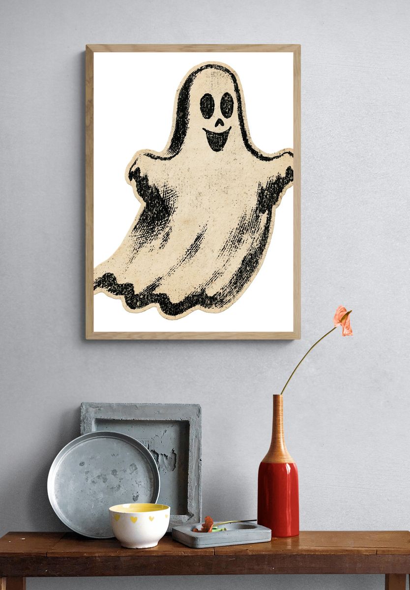 Vintage Ghost Illustration Poster. — room view 3