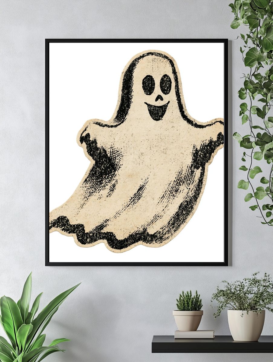 Vintage Ghost Illustration Poster. — room view 4