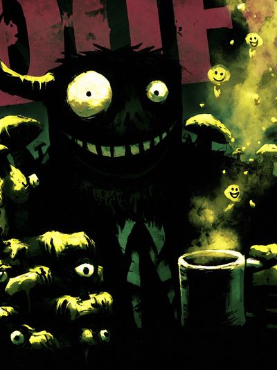 Grinning Monster Illustration Poster. poster
