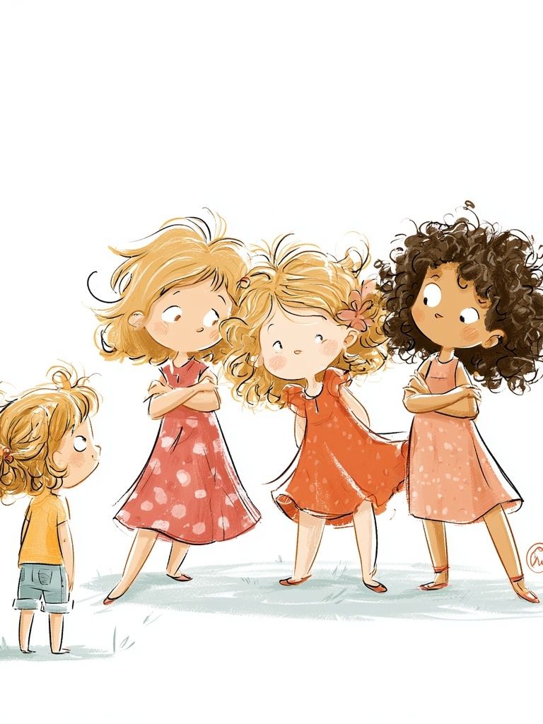 Playful Girls Illustration Poster. poster detail