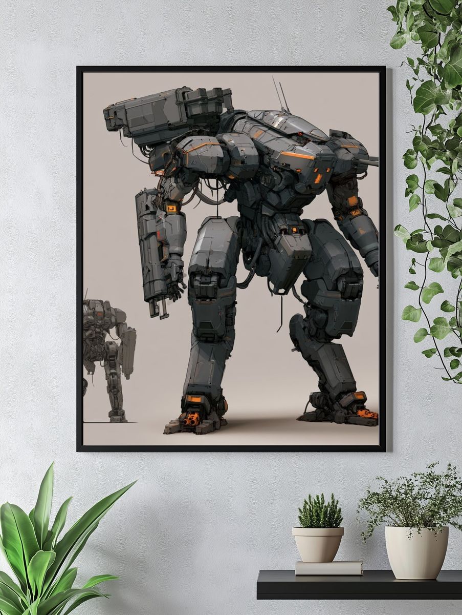 Mech Suit Sci-Fi Illustration Poster. — room view 4